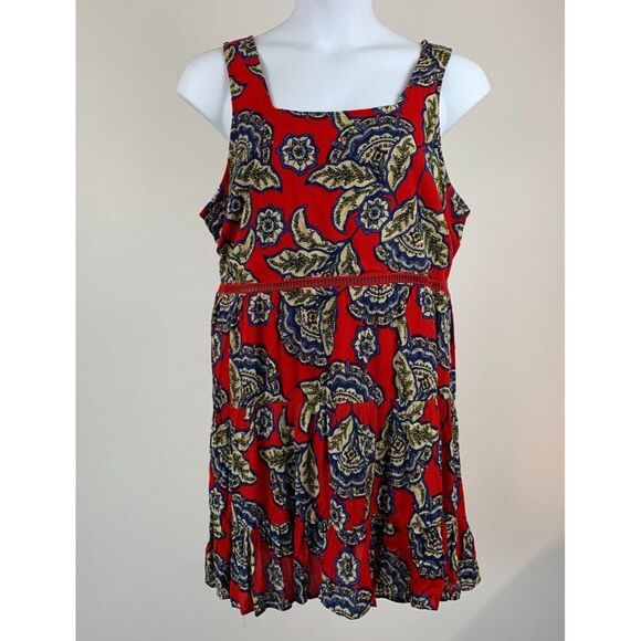 Maurices Dress sz 1X Plus Red Floral Skater Lined Crinkle Fabric New NWT - Picture 1 of 10